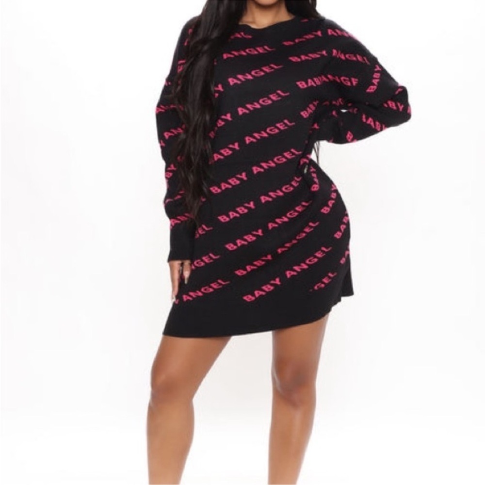 AKIRA Black and Pink Long Sleeve Dress